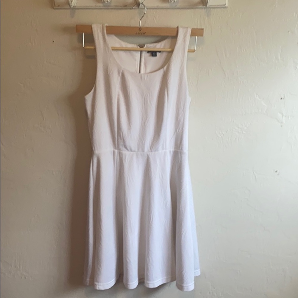 Textured White Dress, Half-Zip